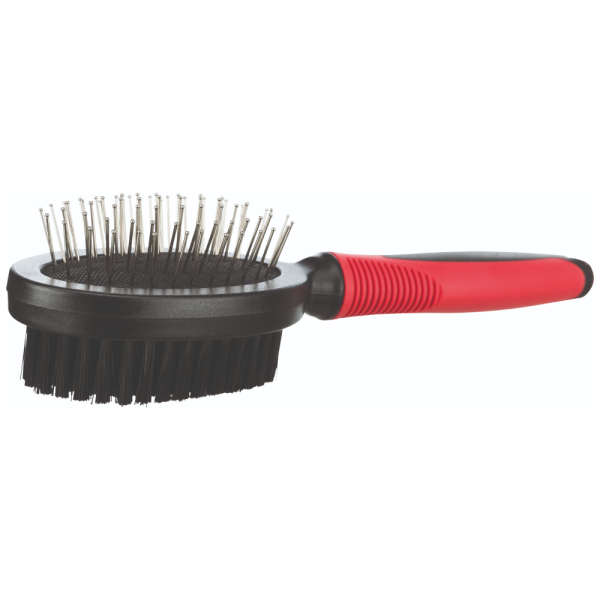 Trixie Double Sided Pin and Bristle Brush for Dogs (Black Red) Sale