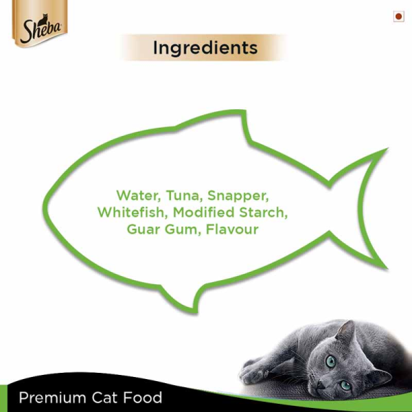 Sheba Complete Nutrition Tuna White Meat & Snapper In Gravy Cat Wet Food and Salmon Flavour Irresistible Cat Dry Food Combo For Discount