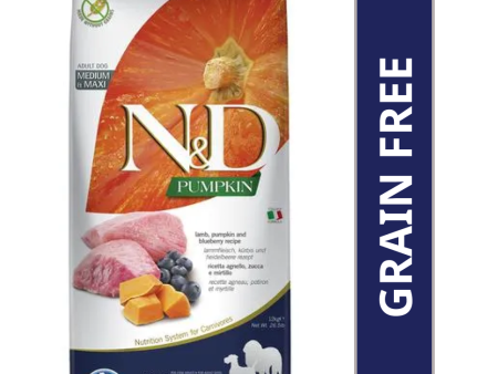 Farmina N&D Pumpkin Lamb & Blueberry Grain Free Adult Medium Maxi Dog Dry Food Discount