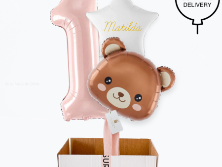 Buquê de balões de aniversário inflados Urso rosa Online Sale