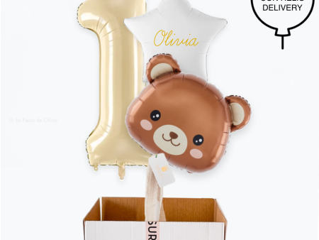 Buquê de balões de aniversário inflados Urso Bege Online Sale