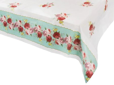 Toalha de mesa de papel azul claro verdadeiramente deliciosa com flores Online Sale