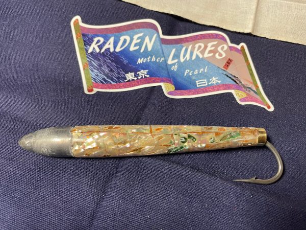 Japanese Raden Lure. Big Game Lure,Tuna ,6 in Cedar Plug mother of pearl. Online Sale