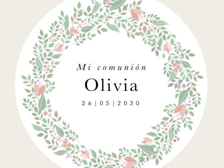 Autocolante personalizado de coroa de flores de menta e rosa   12 pcs. Online