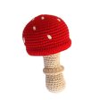 Handmade Bamboo Crochet Teething Rattle - Toadstool Discount