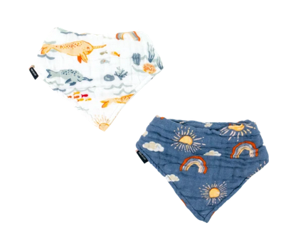 Classic Muslin Bandana Bibs - Narwhal + Hello Sunshine Fashion