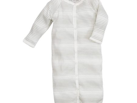 Organic Convertible Gown Romper - Gray Ombre Stripe Hot on Sale