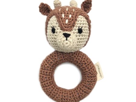 Handmade Crochet Teething Ring Rattle - Fawn Cheap