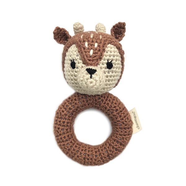 Handmade Crochet Teething Ring Rattle - Fawn Cheap