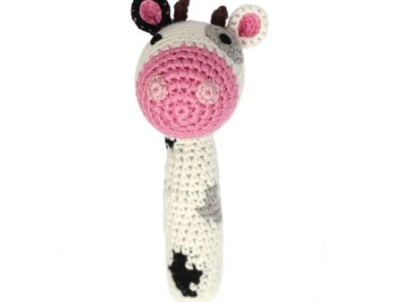 Handmade Crochet Teething Stick Rattle - Cow Online Hot Sale